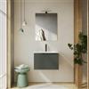 DEGHI Mobile bagno sospeso 60 cm verde cemento cannettato con lavabo e specchio - Konai