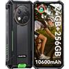 OBA OUKITEL G1 Rugged Smartphone Android 14 24GB+256GB/1TB Telefono Indistruttibile, 6.52 HD+ Display 10600mAh Octa-Core 48MP Camera IP68/IP69K Cellulare Robusto, OTG/GPS/4G Dual SIM/NFC/Face ID Verde