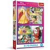 Trefl - Puzzle 2in1: Disney Princess, Giorni da Fiaba - 2 x 70 Pezzi, Coppia di Puzzle per Bambini dai 4 anni