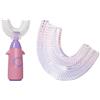Vonmerie Spazzolino da denti in silicone per bambini, a forma di U, confezione da 2 (uno normale e uno di ricambio), spazzolino da denti a 360 gradi per tutta la bocca, massaggia le gengive (rosa, 1-8