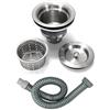Hairstore Drainer Sifone con scarico a S per lavello, lavello, scarico profondo, con cestello (battistrada da 20 mm con tubo e sifone a S)