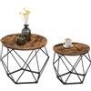 Il Gruppone Passione Casa Set 2 Pezzi Tavolini Caffè Soggiorno Tavolino Salotto Tavolo Rotondo Stile Industriale Vintage In Metallo Coperchio In Legno Vintage Struttura In Acciaio