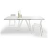 Mobili Fiver, Tavolo Allungabile Romina 160(240) x90 cm, Bianco Frassino con Gambe in Ferro Bianche, per 6-10 persone, Tavolo Cucina, Soggiorno, Made in Italy