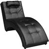 vidaXL Chaise Longue con cuscino per soggiorno, sedia a sedere mobili per casa e ufficio, divano letto, poltrona reclinabile, divano longue, in ecopelle nera