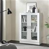 [en.casa] Armadio a Vetrata con 3 Scomparti Credenza Libreria con Vetrina Armadio Stretto a 2 Ante in Vetro Trasparente Mobile Vetrinetta 115 x 80 x 31 cm - Bianco
