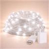 M mimotec - Catena luminosa a LED per esterni con USB, lunga 15 m, luce fredda 7000 K, impermeabile IP65, ideale per terrazze e giardini. LM2970