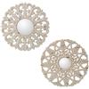 DRW Set di 2 specchi Mandala rotondi in legno MDF traforato bianco invecchiato 40 x 1,5 cm