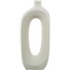 DRW Vaso da Tavolo con Foro in Ceramica Tono Crema, Medidas: 14x8x30cm