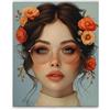 A.S. Création WTD DD133375 - Stampa su tela Flowergirl in blu, arancione, 40 x 50 cm