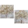 DRW Quadro su Tela di Alberi Dipinti a Mano in Bianchi e Verdi 60 x 3 x 60 cm, Medidas: 60x3x60cm