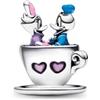 Generic Ciondolo a forma di tazza dell'amore, Paperino e Margarida, in argento Sterling 925, compatibile con ciondoli Pandora e molti altri bracciali con ciondoli., pequeño, Argento, Nessuna pietra preziosa