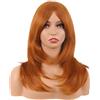 MapofBeauty 20 Pollice/50 cm Lungo Layered Con Frange Lisci Sintetico Fibra Shoulder Lunghezza Capelli per Quotidiano Parrucche (Arancione)