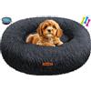 Lovpet® Letto per Cani e Gatti Bagel Ø 50 cm - (M), Lavabile, incl. Ciotola + 3X Ossi da Masticare, Divano per Cani in Peluche per Cani di piccola, Media e Grande Taglia, Gatti - Antracite