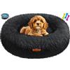 Lovpet® Letto per Cani e Gatti Bagel Ø 50 cm - (M), Lavabile, incl. Ciotola + 3X Ossi da Masticare, Divano in Peluche per Cani di Piccola, Media e Grande Taglia, Gatti - Nero