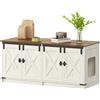 Hzuaneri Mobile Lettiera per Gatti per 2 Gatti, Mobiletto per Lettiera Nascosta, Cuccia per Gatto da Interno, Stile Fattoria, 119 x 48 x 53,5 cm, Bianco Marrone CB85314X