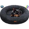 Lovpet® Letto per Cani e Gatti Bagel Ø 120 cm - (4XL), Lavabile, incl. Ciotola + 3X Ossi da Masticare, Divano per Cani in Peluche per Cani di piccola, Media e Grande Taglia, Gatti - Antracite