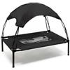 Wiltec Brandina per cani e gatti con tettoia nera, cuccia per cani max 25kg, lettino da esterno per animali con tettuccio parasole, 76x60x16cm