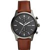 Fossil Orologio Townsman da uomo, movimento cronografo al quarzo, cassa in acciaio inossidabile fumé da 44 mm con cinturino in pelle, FS5522, Marrone