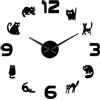 VCS Simpatico gatto gatto wall art adesivo digitale fai da te grande orologio da parete decorazione della casa orologio senza cornice orologio(90CM,nero)