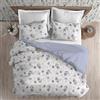 Riad Arredo Set Copripiumino Morbido 100% Puro Cotone Percalle Double Face - Parure Sacco Piumino con Federe Made in Italy (Fiori Grigio, Matrimoniale 250x240 + 2 federe 52x82)