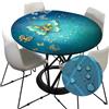 Morbuy Tovaglia Rotondo in poliestere con Bordo Elastico, Morbuy Stampa Farfalla Lavabile Tovaglie da Tavola Impermeabile Tovaglia per Salotto Pranzo Giardino Decorazione (blu,Diametro 180cm)