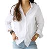 Tidecc Camicia da ufficio da donna a maniche lunghe con bottoni e risvolto, camicia da lavoro, Colore: bianco., 14-16