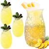 WANDGU Set di 4 bicchieri di ananas: 400 ml, trasparenti da cocktail con rilievo di ananas, riutilizzabili, per feste, succhi di frutta, long drink, trasparenti in estate, perfetti per casa,