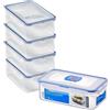 LocknLock Set di 5 contenitori rettangolari per alimenti con coperchio, in plastica, ermetici e impermeabili, senza BPA e lavabili in lavastoviglie, 5 x 1 l