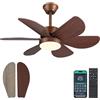 Surtime Ventilatori a soffitto con luci e telecomando, 107cm Ventilatore esterno bronzato con 6 pale reversibili in legno, Ventilatori moderni a basso profilo per patio, cucina, camera da letto
