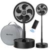 Marchpower Ventilatore a Piantana con Telecomando, Altezza Regolabile Pieghevole Ventilatore Portatile Silenzioso con Timer e Regolazione a 5 Velocità, 7200mAh Ventilatore da Tavolo Ruota e Rimuove