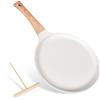Dokeno Padella per Crepes Ø24cm, con Maniglia Rimovibile, Rivestimento in Pietra Medica Antiaderente, Crepiera con Distributore di Impasti, Padella Pancake Antiaderente, senza PFOA (Bianco)
