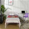 FurnitureR Telaio letto singolo in metallo, con testiera e pediera, base in ferro resistente per bambini o adolescenti, casa, dormitorio, cameretta dei bambini, rosa