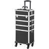 Soberine Valigia Trolley 4 in 1 Make Up Valigetta Porta Trucchi Estetista Grande Nero
