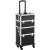 Yaheetech Valigia Trolley Make Up 3 in 1 Porta Trucchi per Estetista Professionale Grande Beauty Case da Viaggio con Ruote Girevoli 36 x 24 x 78 cm Nero