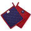 Encasa XO Encasa Presine in cotone resistente al calore con anello per appenderle - Set di 2 -Rosso - Tappetino caldo trapuntato multiuso per cucina, campeggio, barbecue e microonde - 21 cm