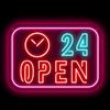 Fespcj 24 Ore APERTO Multi Colore neon Segno Luce Decorazione LED Luce al Neon Adatta Per Negozio di Convenienza Business Luce Fiore Negozio Finestra Hotel Caffè Night Shop Decorazione (14.96 X10.63)