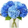 JUSTOYOU Fiori di ortensia artificiali, 4 pezzi, doppio colore, stelo lungo singolo, realistici, 50 cm, grandi bouquet di ortensie finte al tatto reale, per matrimoni, casa, feste (blu e blu scuro)