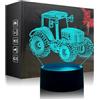 Deluisho Trattore Luce Notturna, Lampade 3D Illusione Tractor, Luce Notturna a Forma di Camion per Bambini, Base in Plastica Ecologica e Pannello Luminoso in Acrilico, Tensione Sicura di 5 V