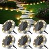 Peasur Luci Solari da Giardino, 6 Pezzi Faretto Led da Esterno Solare da Terra, 8 LED Sepolta Faretti Solari Impermeabile per Prato, Scala, Paesaggio (Bianco Caldo)