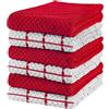 Utopia Towels - Asciugamani da Cucina, 38 x 64 cm, 100% Cotone Super Morbido e Assorbente, Asciugamani da Cucina, Strofinacci e canovacci, (Confezione da 06) (Rosso e Bianco)