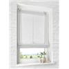 Kutti Tenda a rullo con occhielli Brondy, colore bianco semitrasparente, effetto lino con ganci senza foratura, larghezza 80 cm x altezza 140 cm