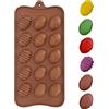JAWUZ 1 pezzo stampi cioccolatini pasquale Stampo in silicone piccolo Contiene 15 uova di Pasqua, per cioccolato fai da te, caramelle, gelatina