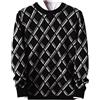 Vsadsau Maglione Pullover Girocollo Uomo 100% Puro Cashmere Maglione Colore Corrispondente Maglie Magliette, Black White, XXX-Large
