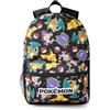 Pokémon Zaino Pikachu Charizard Gengar Meowth in nero | Borsa con stampa integrale dei personaggi per bambini | Spallacci regolabili, tasca frontale e supporto in rete