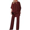 MASUCOR Tailleur Pantalone da Donna Estivo in Due Pezzi in Tulle da Sera Completo di Camicia in Chiffon a Due Pezzi e Tailleur Pantalone a Vita Alta Elegante Completo Vintage in 2 Pezzi Tailleur(Blue,L)