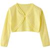 Alunsito Cardigan maglione da bambina lavorato a maglia con fiori e chiusura a un bottone estate autunnale manica lunga leggero bolero coprispalle 140 giallo 9-10 anni