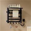 EMKE Scaldasalviette Elettrico Bagno 500 x 500 mm, Nero, 140W, Termoarredo Elettrico Bagno con Mensola e Ganci, Temperatura Regolabile 30-70°C, Funzione Timer&Memoria,Scalda asciugamani