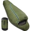 1TG Tactical Sacco a Pelo Invernale Ultraleggero 4 Stagioni, Sacco a Pelo Mummia per Campeggio e Trekking, Impermeabile e Compatto, Ideale per Temperature Fino a -4°C, 1.76 kg
