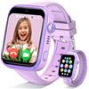 AKUMAKA 4G Smartwatch Bambini con SIM e GPS, IP68 Orologio Smartwatch Bambini con Videochiamate, WhatsApp, SOS, 5 Modalità Sportive, Modalità Scuola, Contapassi, Sveglia, Smart Watch per Ragazzi Viola