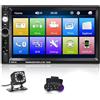 NHOPEEW Dual Din Radio Supporto Android/iPhone Mirror Link 2 Din 7 pollici Touch Display Car Radio con Bluetooth Vivavoce/Dual USB/SD/AUX/Controllo del volante + Telecamera posteriore